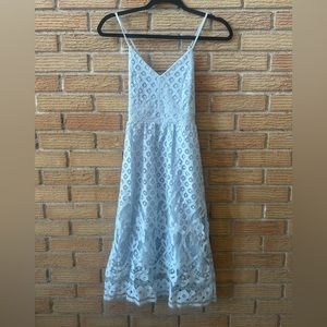 DEX Baby Blue Lace Cross Strap Dress
